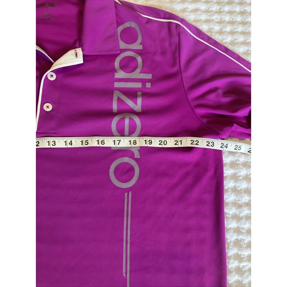 ADIDAS Golf Polo Men's SS Large Bright Purple‎ ADIZERO Grey Trim 100% Polyester